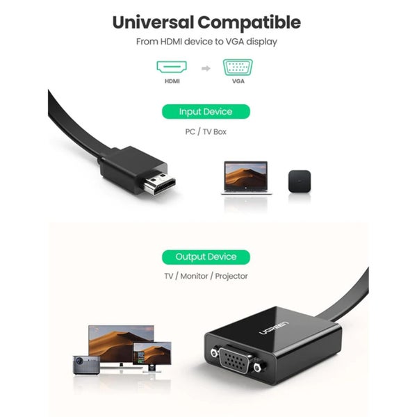UGREEN UG-40248 HDMI to VGA Converter 25cm (Black) [UG-40248] Carousel 2