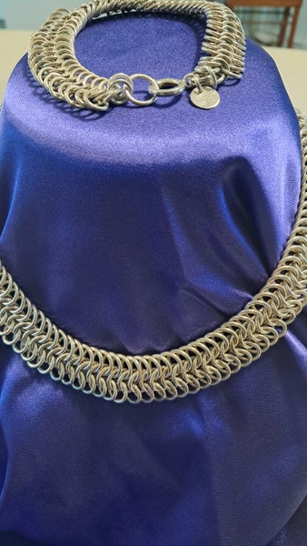 Spectacular Stirling Silver Neclace and Bracelet Set Carousel 1