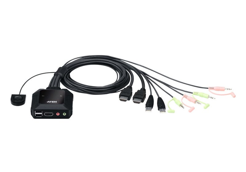 Aten 2 Port USB 4K @60Hz HDMI Cable KVM Switch with Remote Port Selector Carousel 1