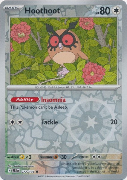 Prismatic Evolutions - Hoothoot - 077/131 - Common Reverse Holo Carousel 1