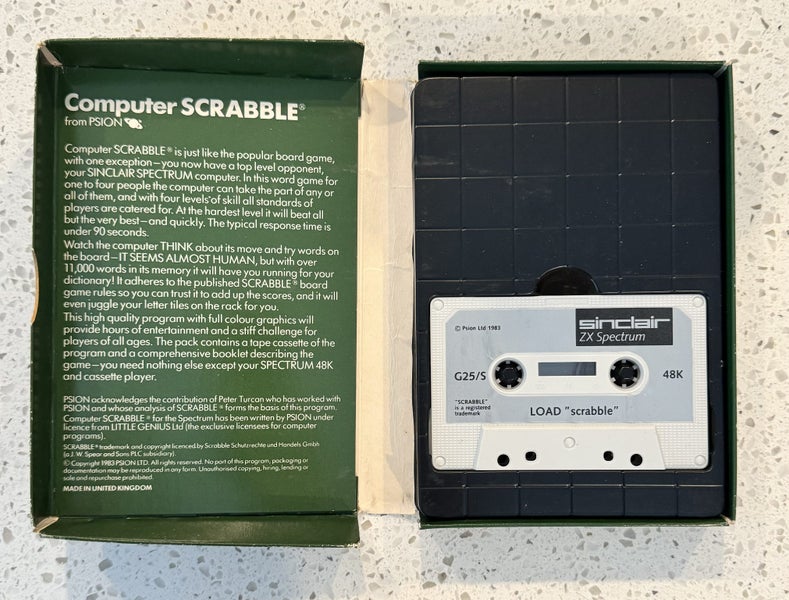 1 x SINCLAIR ZX Spectrum Software = 48k Scrabble - Retro Gaming Carousel 2