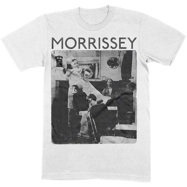 Morrissey T Shirt Barber Shop Logo new Official Mens White Carousel 1