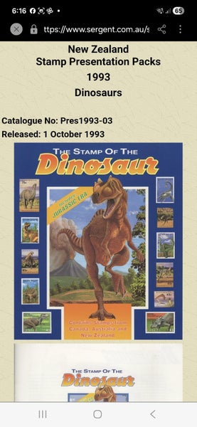 "The Stamp of the Dinosaur" Collectible 1993 Stamps of Canada, Australia & NZ Carousel 2