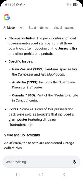 "The Stamp of the Dinosaur" Collectible 1993 Stamps of Canada, Australia & NZ Carousel 13