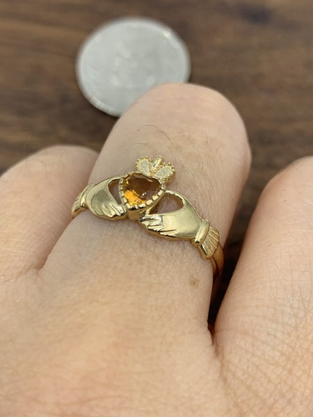 *SWEET CUPID* 9ct Gold Bespoke Citrine Claddagh Ring *MODERN CLASSIC* Carousel 1