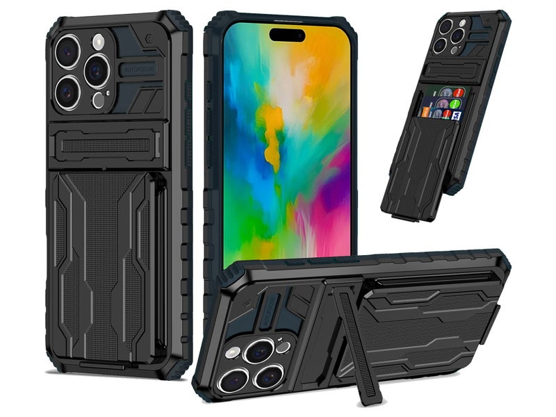 Card Slots Holder Shockproof Phone Case Cover for iPhone 16 Pro Max Carousel 1