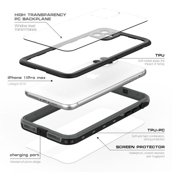 iPhone 11 Pro Max RedPepper Shockproof Waterproof IP69K Lifeproof Case (Black) Carousel 2