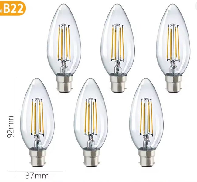 5 x LED Chandelier Light Bulb -6 Watt- 4000k daylight- B22 fitting- Non-Dimmable Carousel 1