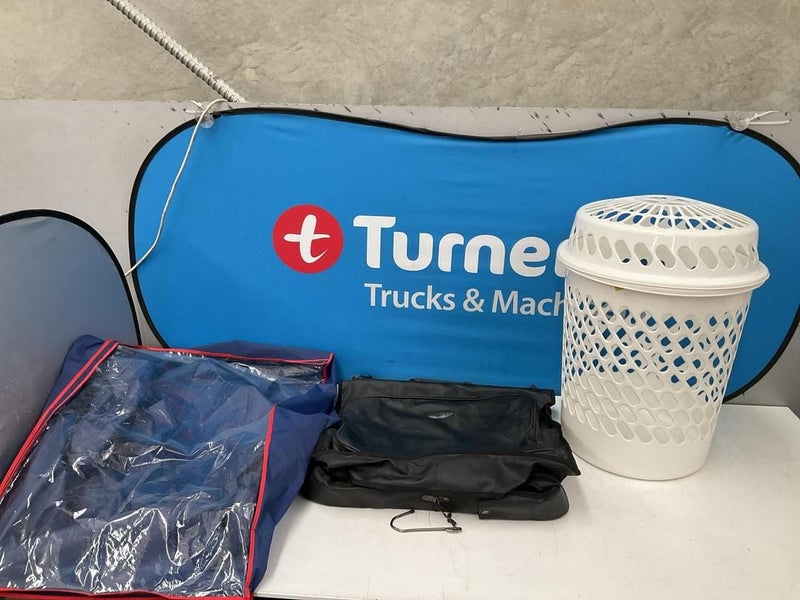 White Coloured Laundry Basket and 2x Suit Bags or Similar Carousel 1