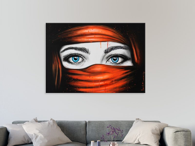 Big Blue Eyes - Pop Art - Woman - Red - Graffiti - Artwork Carousel 2