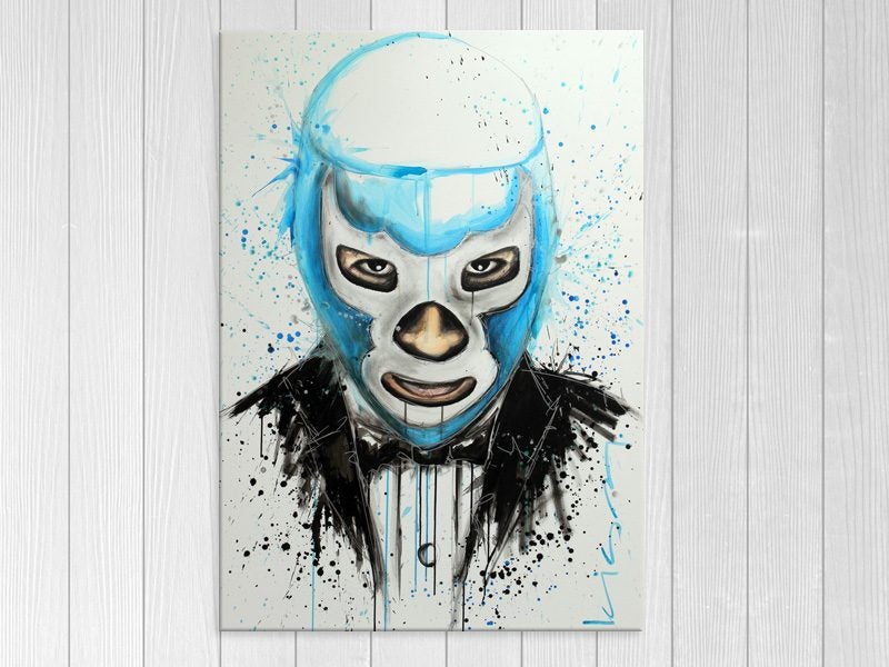 Pop Art - Blue - Mexican Wrestler - Graffiti - Art Prints Carousel 1