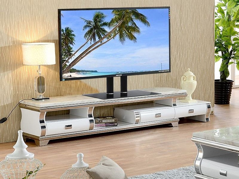 TV Stand Bracket 42–70" Adjustable Steel Mount w/ Glass Base 60kg Carousel 2