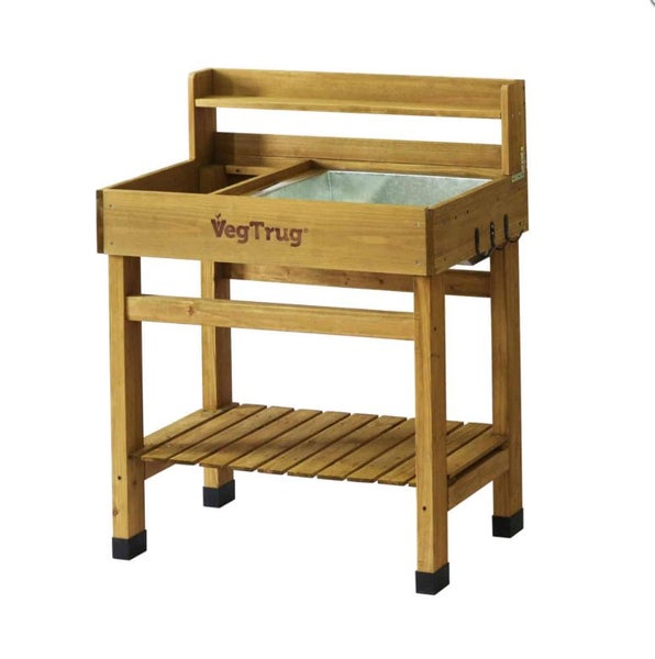 Potting Table with Free Garden Tool Set, Tray & Hooks - Natural Carousel 2