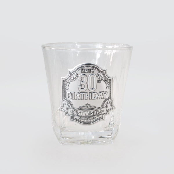 Badged Whiskey Glass - '30th' Carousel 1