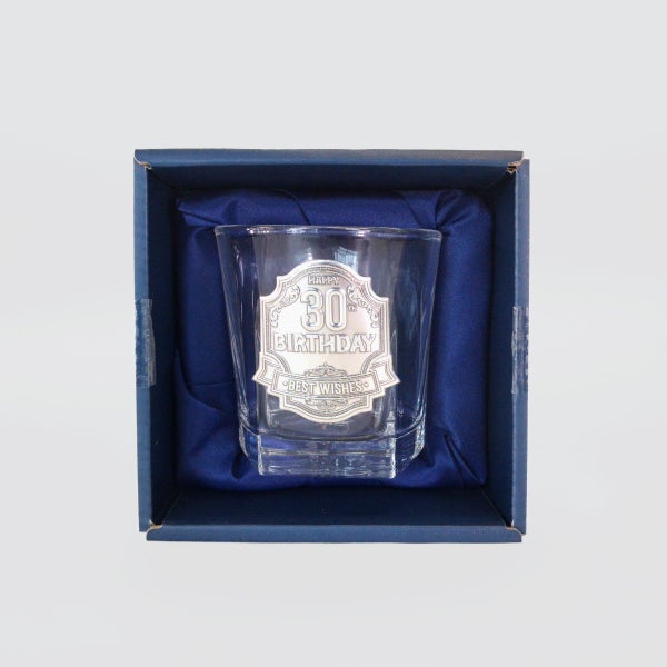 Badged Whiskey Glass - '30th' Carousel 2