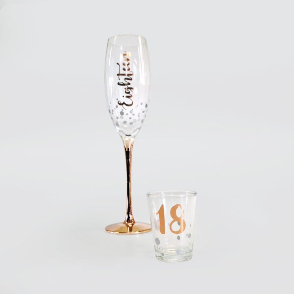 Champagne & Shot Glass Set - 18th Carousel 1