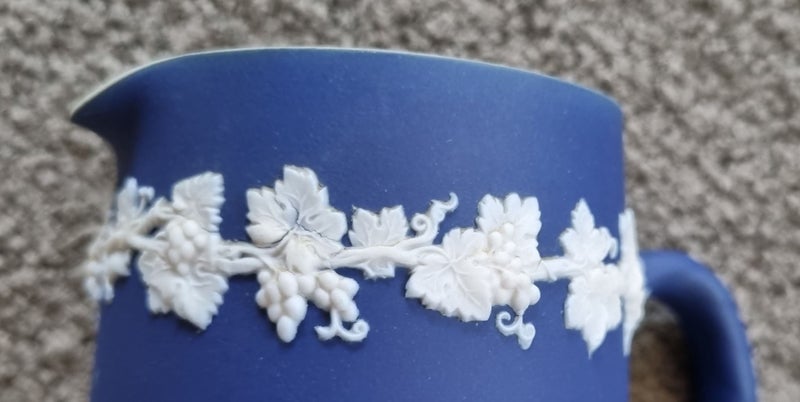 Antique Adams Dark Cobalt Blue Jasperware Jug Set 3 pcs Tunstall England Carousel 2