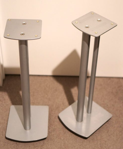 Silver Heavy Bookshelf Speaker Stands with Spikes Carousel 1