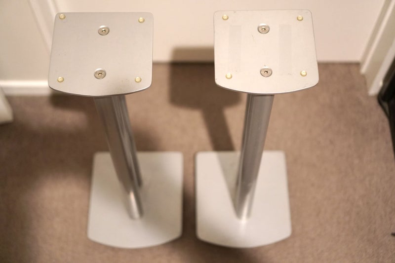 Silver Heavy Bookshelf Speaker Stands with Spikes Carousel 2