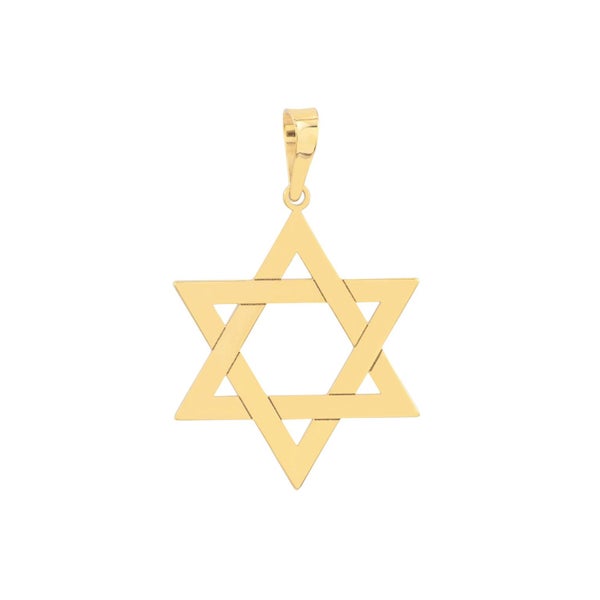 14k Yellow Real Gold Star of David Woven Pendant Carousel 1