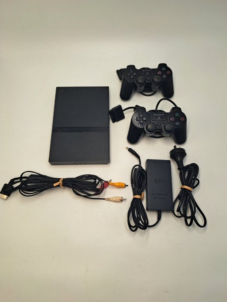 * Black Slim PS2 Console w/ 2 Controllers & Cables! * Carousel 1
