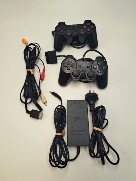 * Black Slim PS2 Console w/ 2 Controllers & Cables! * Carousel 2
