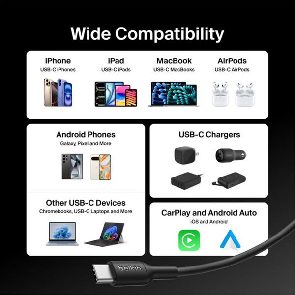 Belkin BoostCharge USB-C to USB-C Cable 60W - 1m ( Black ) [CAB023fq1MBK] Carousel 7