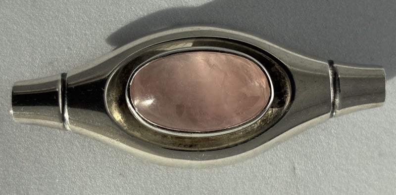 MARCH SALE>> Elis Kauppi, Kupittaan Kulta Sterling /Rose Quartz Brooch (FINLAND) Carousel 1