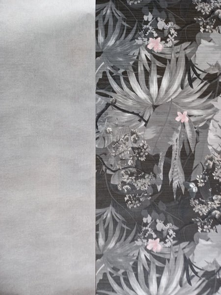 Wallpaper. Jungle Leaves - Charcoal & Grey. PTW. Carousel 8