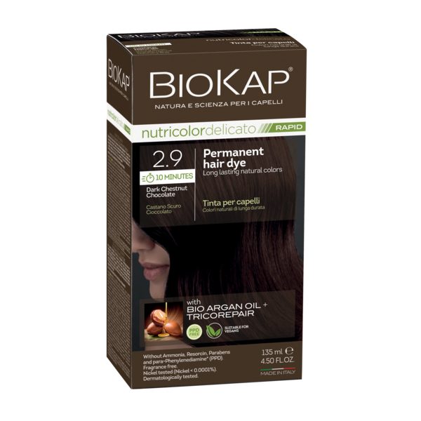 Biokap Nutricolor Delicato Rapid 2.9 Dark Chestnut Chocolate Permanent Hair Dye Carousel 1