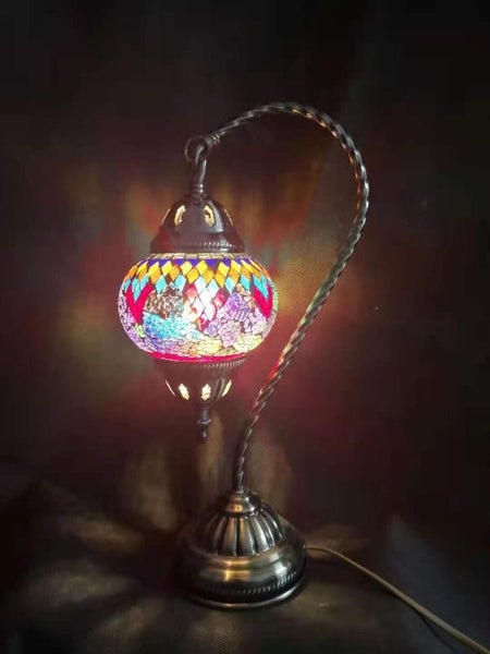 Turkish Mosaic Lamp 4 - Swan Neck Multicolour (37cm) Carousel 1