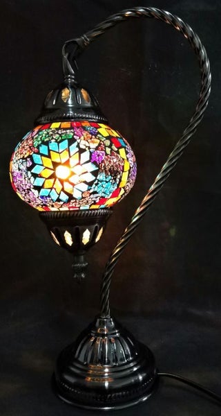 Turkish Mosaic Lamp - Swan Neck Multicolour (37cm) Carousel 1