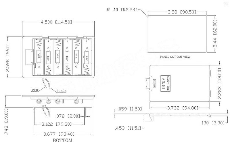 AA Battery 6 Cell Series Holder - Panel Mount With Door Carousel 5