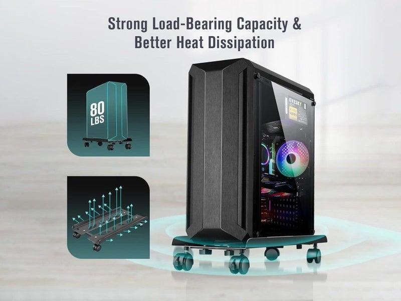 Computer Tower Stand Moveable Computer Case Holder Mobile Computer Cart Supply Carousel 5