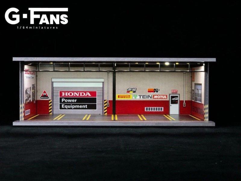 G-Fans 1/64 Garage Diorama with LED (Honda Theme) 710009 Carousel 1