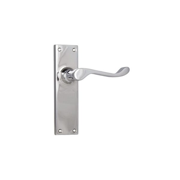 Tradco Victorian Lever Door Handle on Long Backplate Chrome Plated Carousel 1