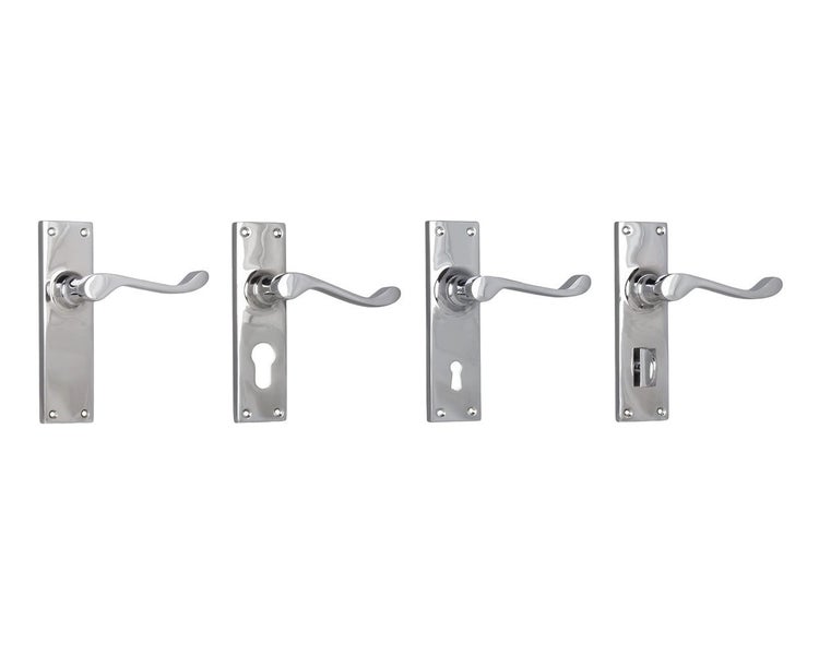 Tradco Victorian Lever Door Handle on Long Backplate Chrome Plated Carousel 2