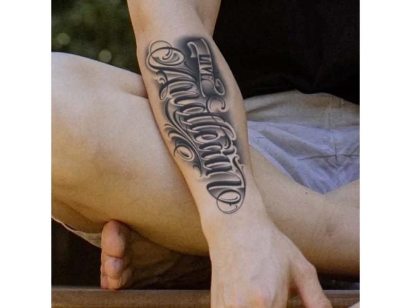 1pc Rounded Font Arm Waterproof Temporary Tattoo Long-Lasting 1-2 Weeks Carousel 1