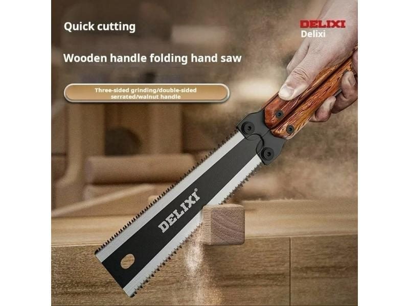 Sharp Woodwork Saw Hand Saw Walnut Handle Double Sided Fold Shrink Butterfly Carousel 1