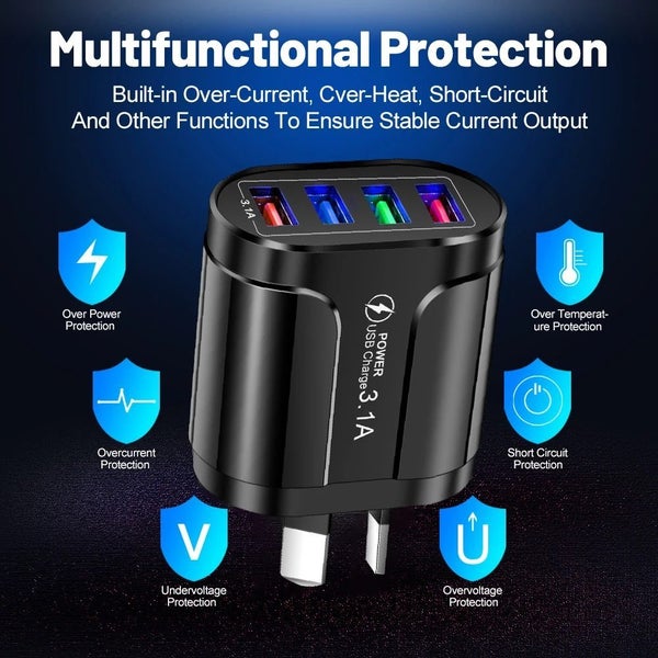 Universal USB Fast Charger Mobile Phone 3.1A Multiple 4 Ports USB Travel Adapter Carousel 9