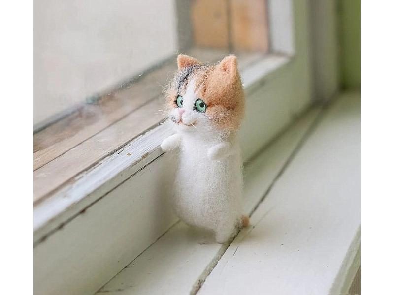 Kitten Wool Felt Poke Poke Handmade Toys Diy Material Kits Felt Dolls Creative Carousel 1