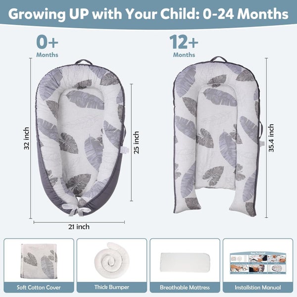 Baby Lounger, Foldable Infant Nest Pillow Carousel 2