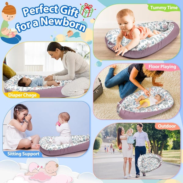 Baby Lounger, Foldable Infant Nest Pillow Carousel 7