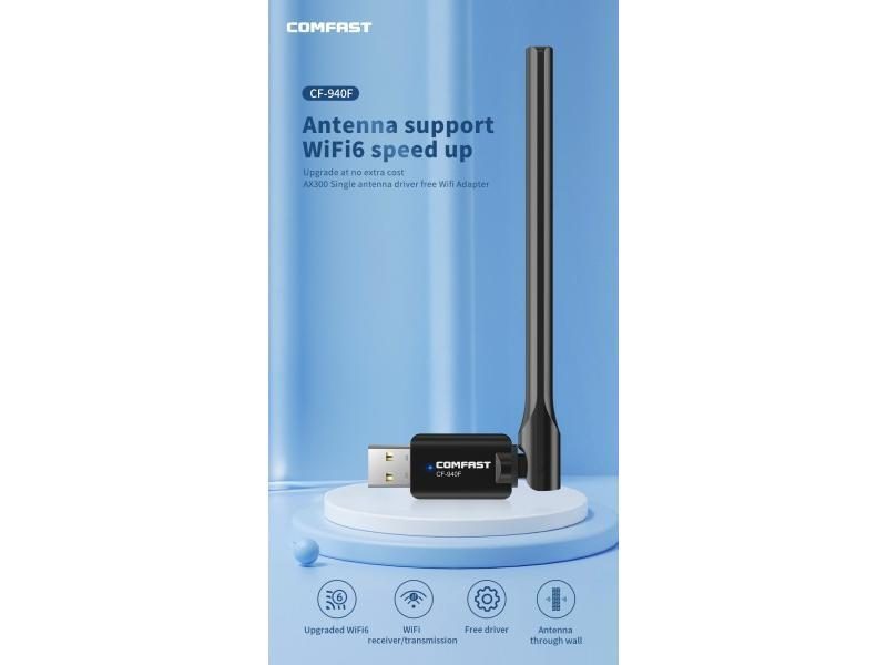 Comfast 287Mbps Adapter 2.4G WiFi Card 3dBi Antenna Wifi6 USB Dongle AX300 Carousel 1