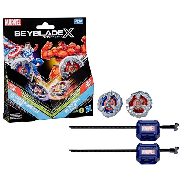 Beyblade X: Marvel Collab Pack - Captain America 4-70GB vs. Red Hulk 1-80R Carousel 2