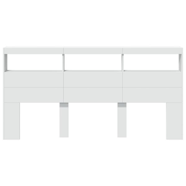 Vidaxl Headboard Cabinet With Led White 200 Cm Carousel 1