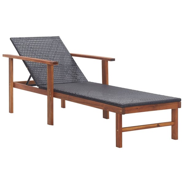 Vidaxl Sun Lounger Poly Rattan And Solid Acacia Wood Black Carousel 1