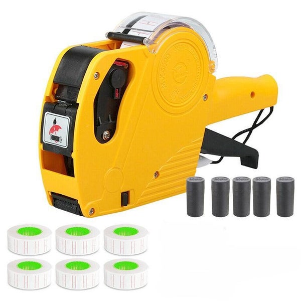 Tag Gun Labeller Kit With 6 Rolls Labels And 5 Inks Roller Yellow Carousel 1