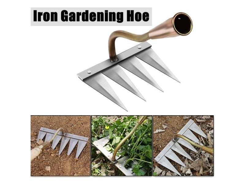 New Iron Gardening Hoe Weeding Rake With Glove Agricultural Tools Grasping Carousel 2