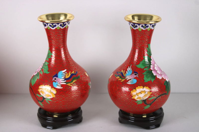CLOISONNE MATCHING PAIRS OF VASES Carousel 1